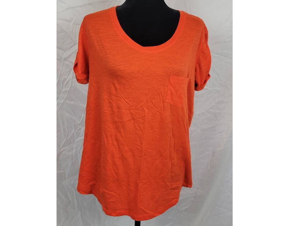 Ana Orange Short Sleeve Shirt Women's Large